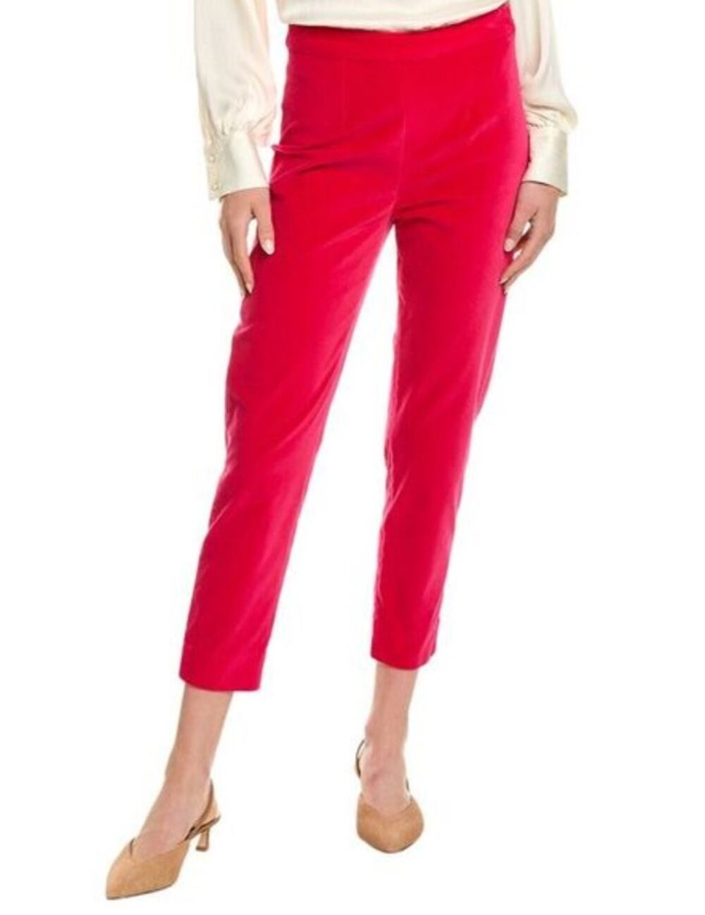 Frances Valentine Lucy Japanese Stretch Cigarette Pants Cropped Red Size 8